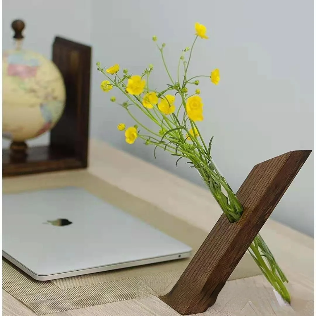 

Деревянная настольная стеклянная испытательная трубка, Настольная испытательная трубка для хранения растений, гидропонная деревянная рам...