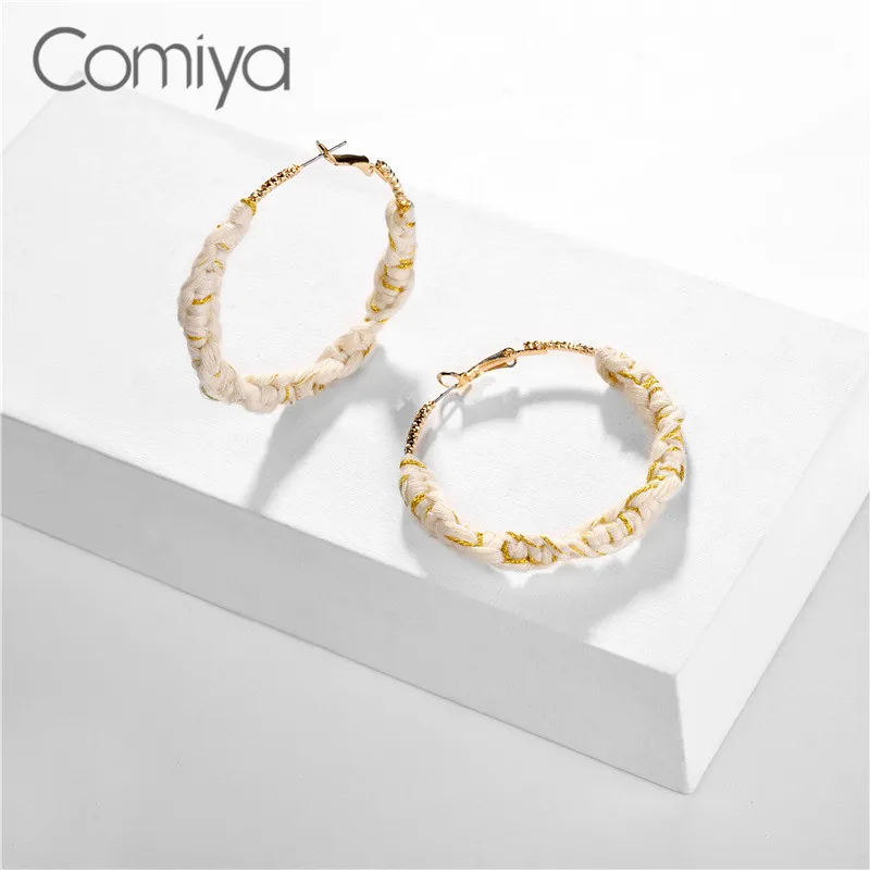 Comiya Korean Dangle Earrings Gold Color Zinc Alloy Aros Cotton Rope Brinco Jewelry Indian Accessoreis Feminino Earring | Украшения и