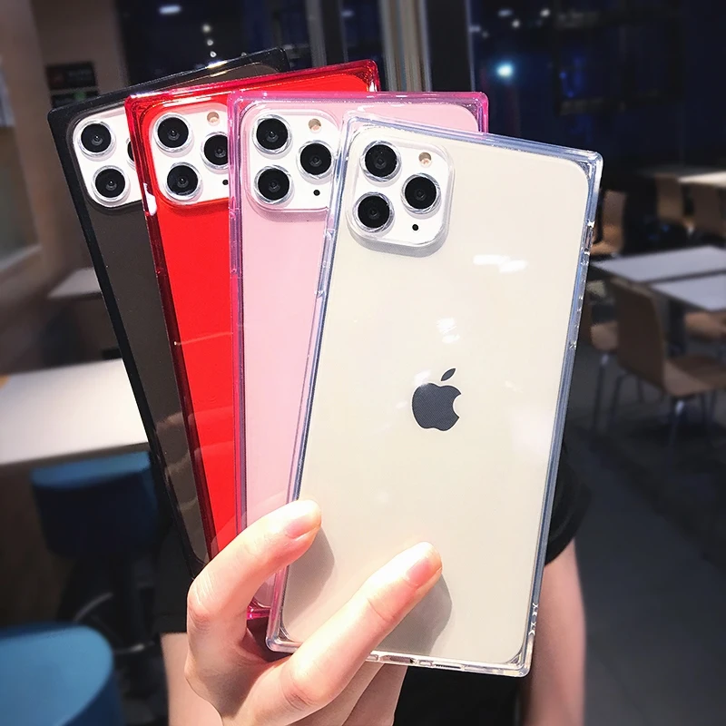 Прозрачный квадратный чехол для телефона iPhone X 6 6S 7 8 Plus прозрачный мягкий