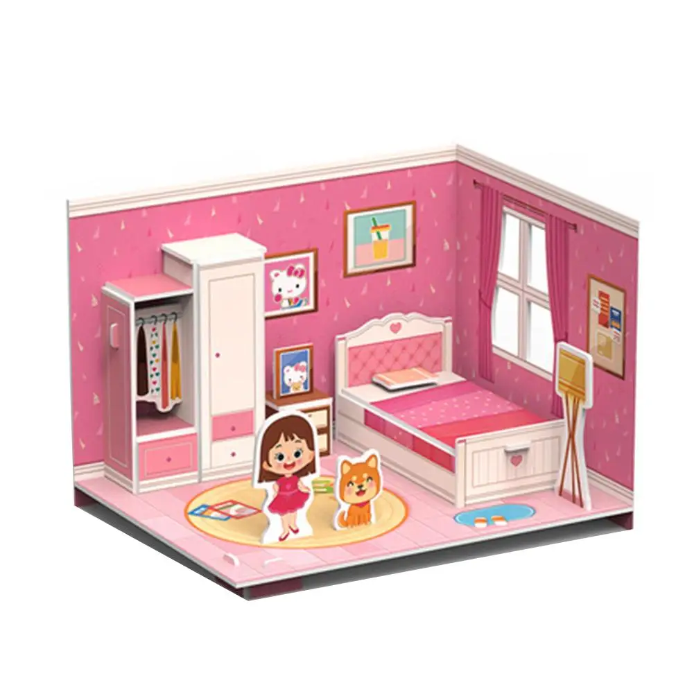 

Three-Dimensional 3D Model Puzzles Handmade DIY Houses Building Blocks Kids Toys Card Model Building Sets