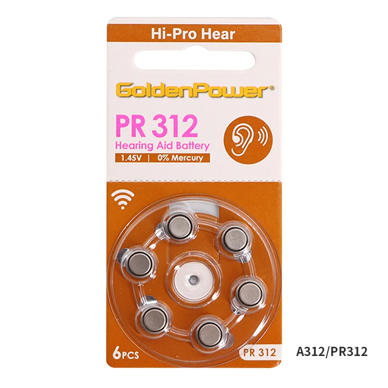 

1 Set 6 Pcs A312 PR312 Hearing Aid Batteries Size 312 Battery Professional Hearing Aid Accessories A312 Battery for Hearing Aids