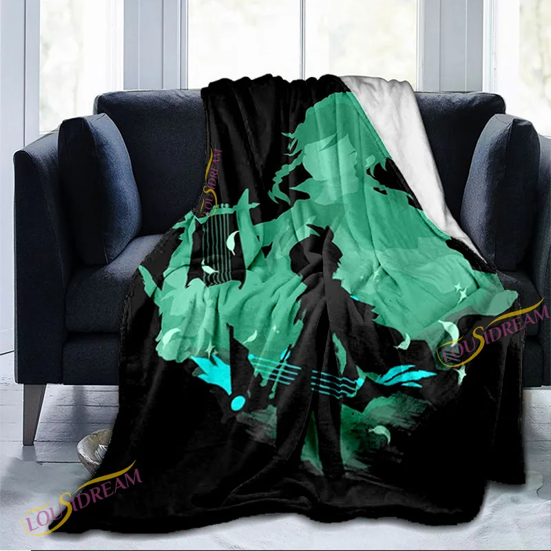 

Playroom Genshin Impact Print Anime Blanket Adults Fashion Bed Thin Quilt Home Office Washable Duvet Casual Flannel Blanket