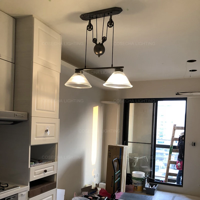 Подвесные светильники в стиле ретро винтажная лампа Лофт с регулируемой высотой