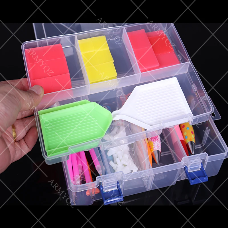 

5D Diamond Painting Storage Box Case Double layer Diamond Painting Accessories Tools Jewelry Beads Storage Container Jar