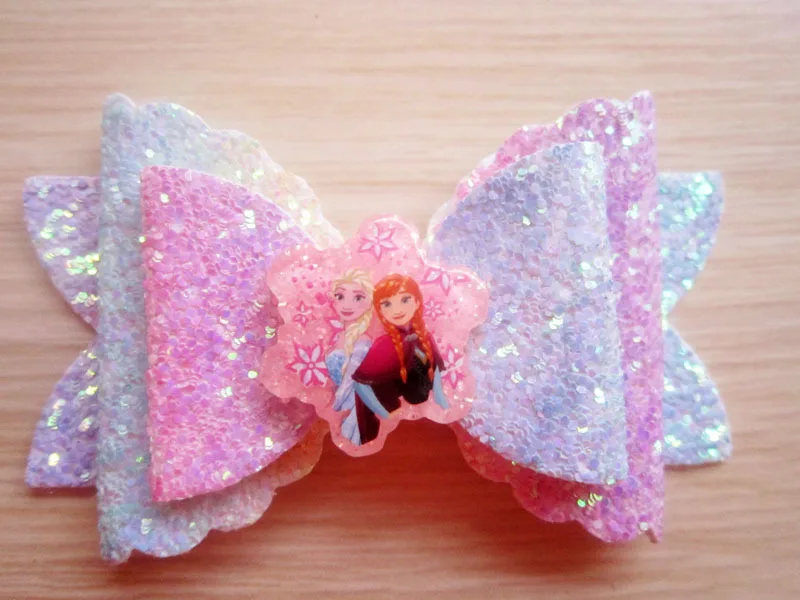 3 15 дюйма бутик Блестящий мультфильм кожаные банты с зажимами для детей девочек