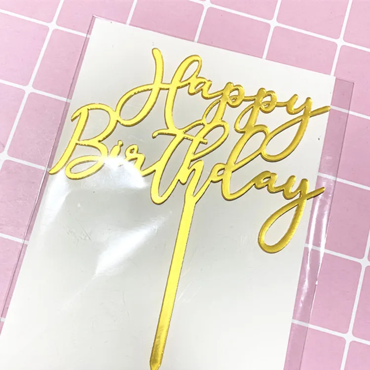 

Creative Acrylic Happy Birthday Cake Topper Gold Birthday Cake Baking Supplies for Kids Birthday Party Cake Decorations 2020 New