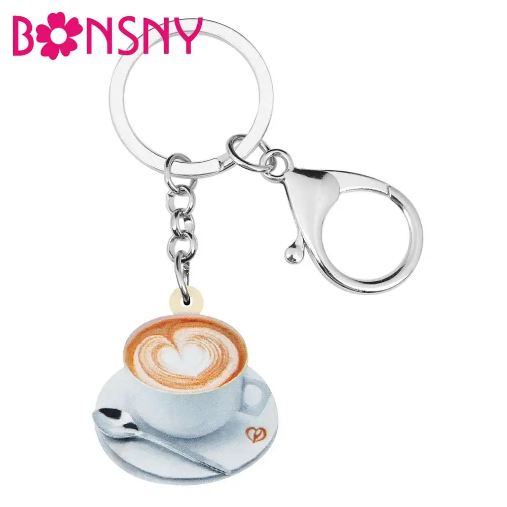 Bonsny акриловая кофейная чашка ложка брелок для ключей сумка автомобиля кошелек