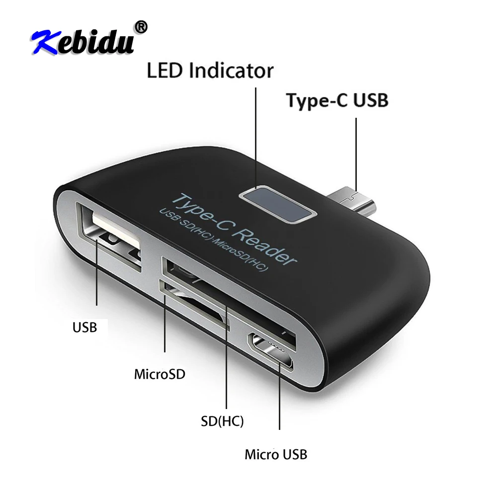 Многофункциональный адаптер для карт памяти Kebidumei USB 3 1 Type C устройство чтения TF SD