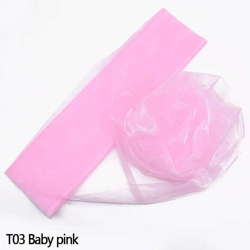 T03 baby pink 10 м 48/72 см пряжа Тюль рулон органзы из фатина с лентой, для Юбка для стола ткань для малыша День рождения Baby Shower деревенский Свадебные украшения - Цвет: T03 baby pink