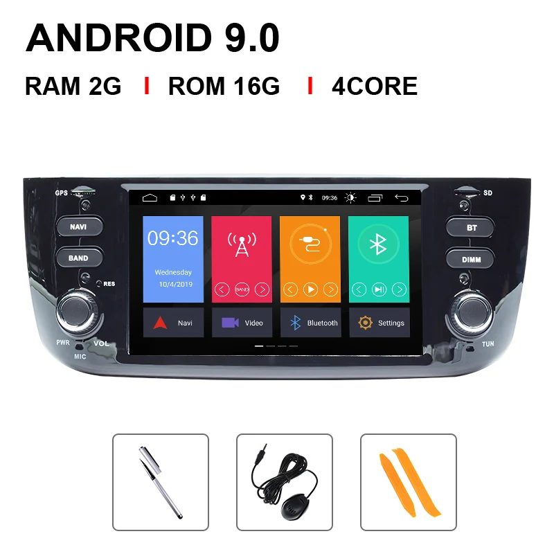 4 Core 16 ROM Ips DSP 4G 64GB Авторадио 1 Din Android 9,0 автомобильный DVD мультимедийный плеер для Fiat/Linea/Punto evo 2012- gps Навигация стерео - Цвет: 4 Core 16 ROM