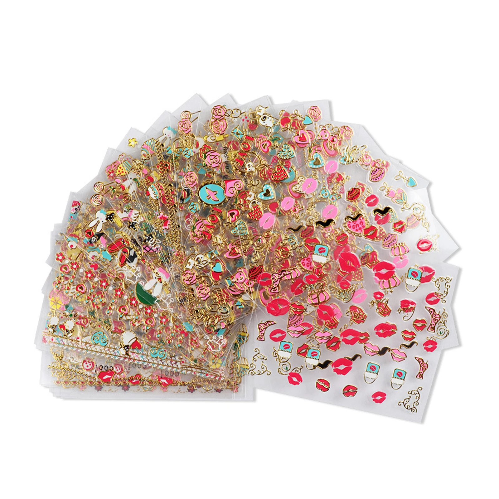 

Наклейки для ногтей на День святого Валентина, 30 шт., романтический дизайн, подвески, красные губы, самоклеящиеся наклейки, украшения для ног...