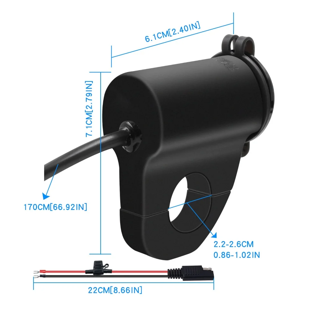 

DC 12V 30W Motorcycle Dual USB QC3.0 Fast Charging Phone Charger Adapter with Voltmeter Universal Motorcycle Accessories
