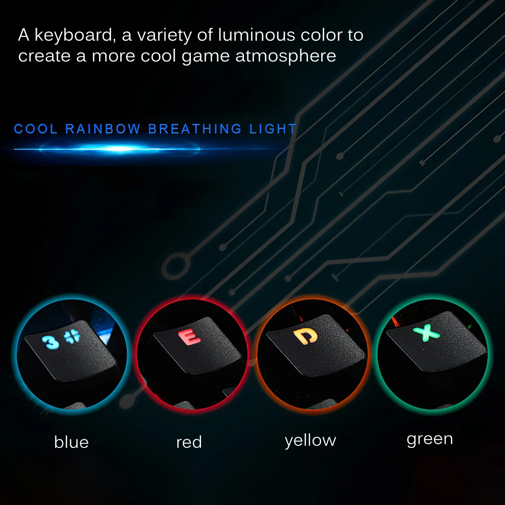 

Backlight Wired Game Keyboard 104 Keys Keyboards Mixed Colors Comfortable Hand Feeling Mechanical Keyboards No Conflict