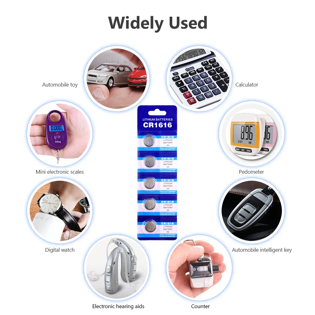 

5Pcs/lot 3V CR1616 Button Batteries 5021LC L28 KCR1616 LM1616 280-209 Cell Coin Lithium Battery For Toy Remote Watch Electronic
