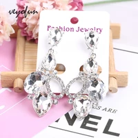 veyofun crystal drop earrings geometry hollow rhinestone dangle earrings for women jewelry gift