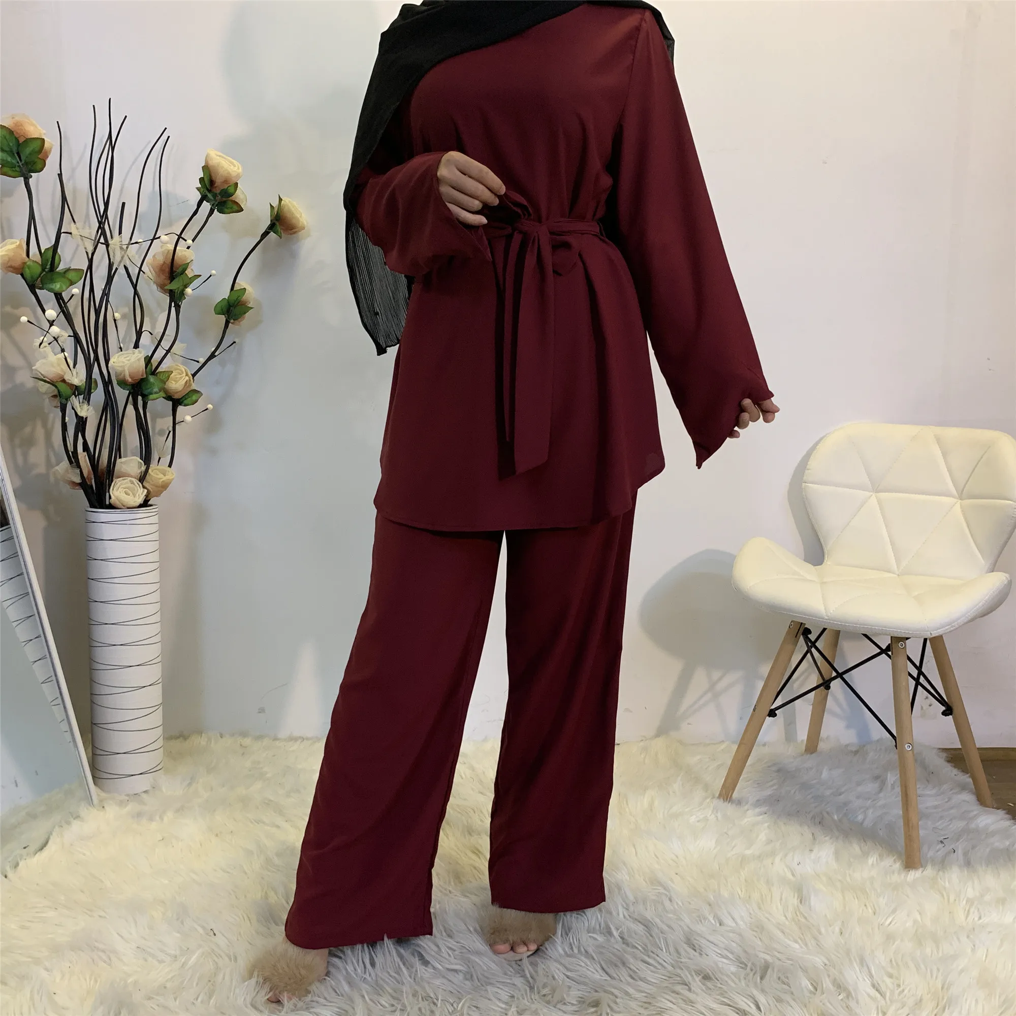 

Eid Mubarak Abaya Dubai Vetement Femme Muslim Sets Turkey Kaftan Women Hijab Dress Islam Clothing Musulman Ensembles De Mode