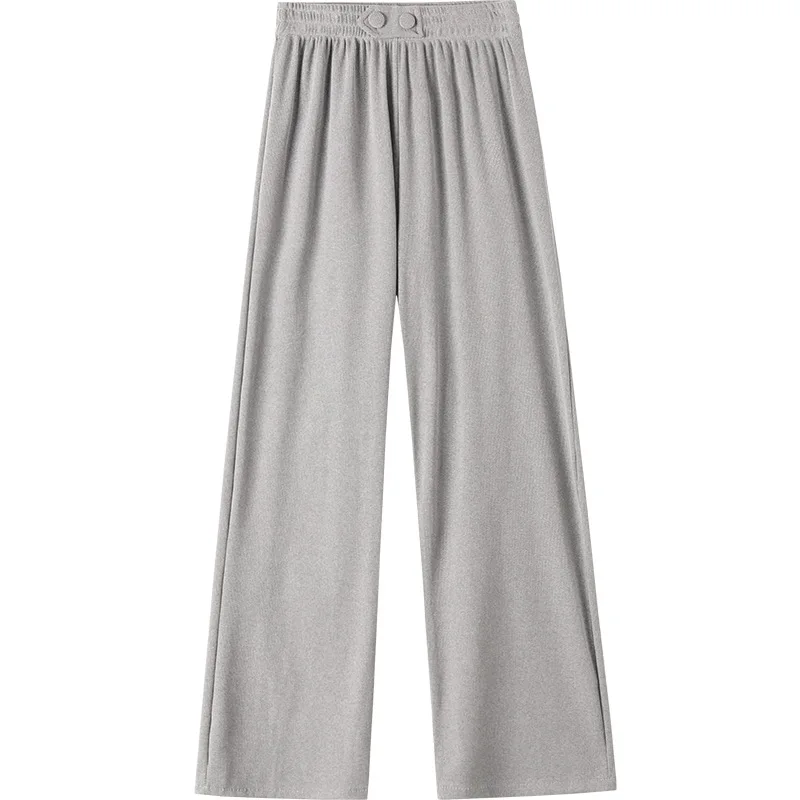 

The new 2021 ice silk drape wide-legged pants female loose knitting leisure trousers thin high waist pants of mop the floor