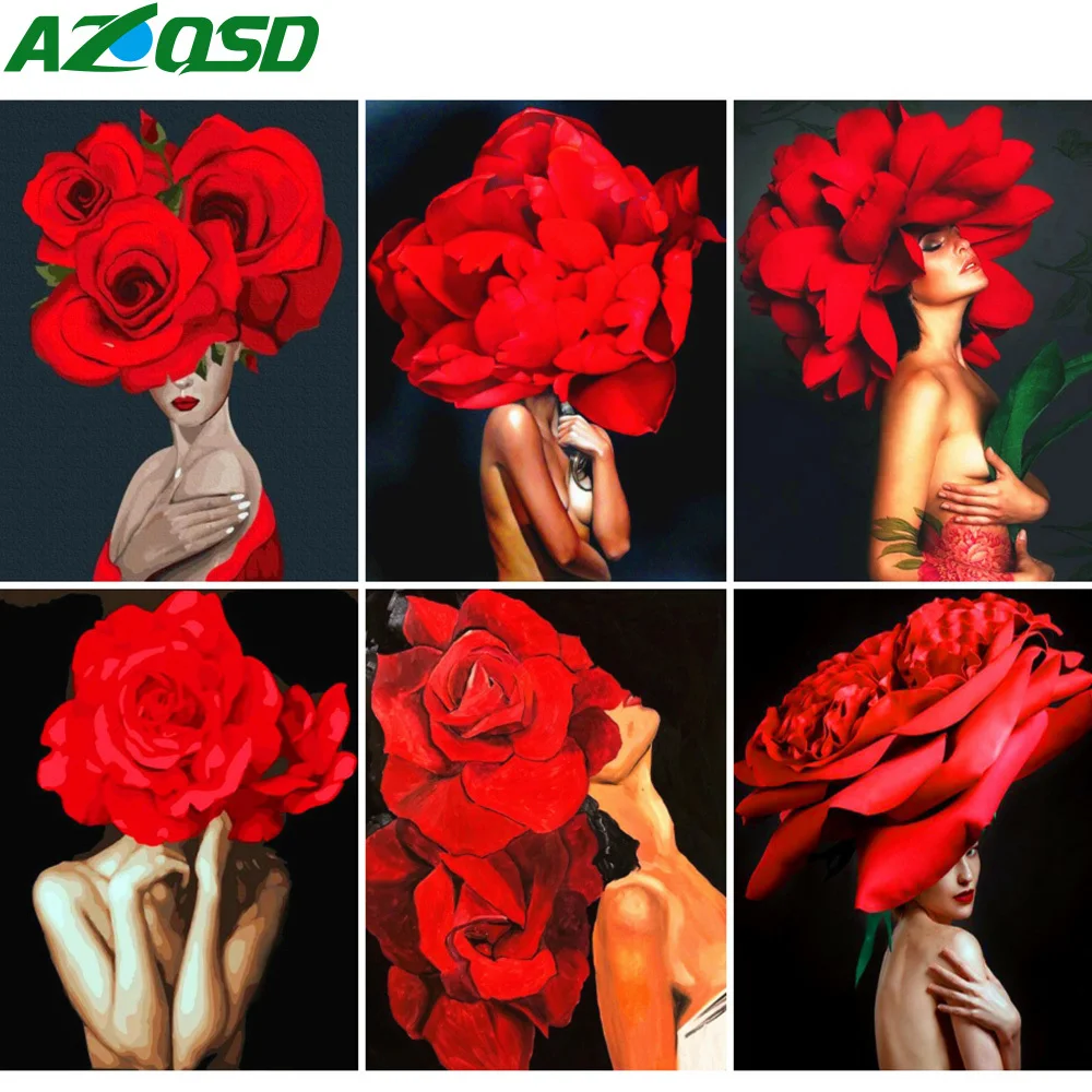 AZQSD 5D алмазов картина девушка цветок вышивка крестом Ремесленная поделка