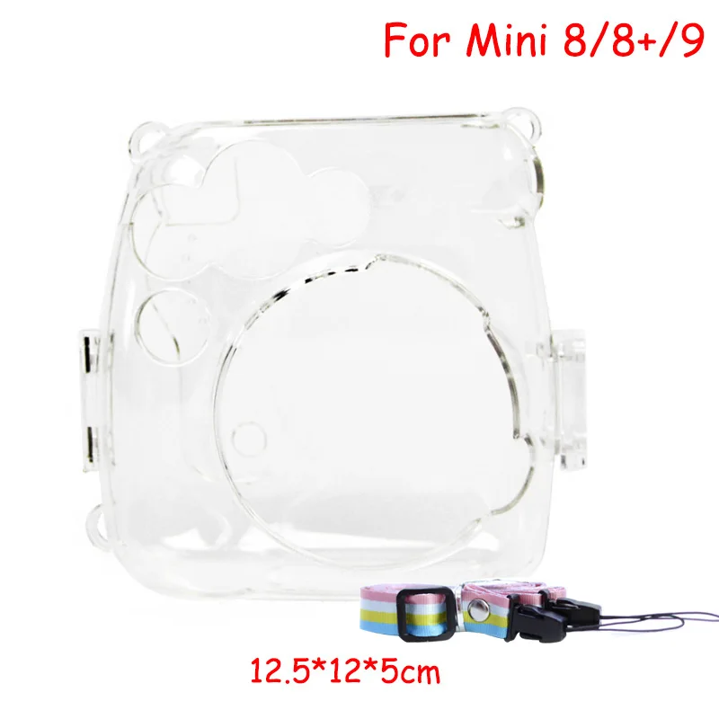 Transparent Для камеры Polaroid для Fuji Fujifilm Instax Mini 8/9 Классическая Ретро камера из искусственной кожи с ремешком сумка чехол защитный чехол - Цвет: Transparent