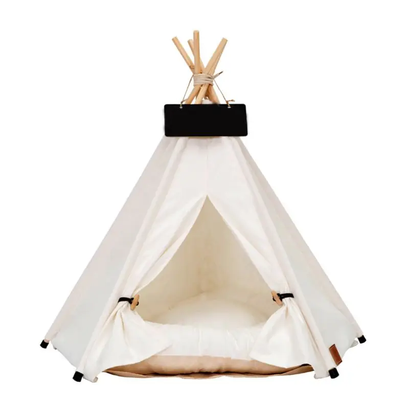 

Simple Design Sturdy Triangle Pet Teepee Bed with Cushion Luxery Dog Tents P9YB