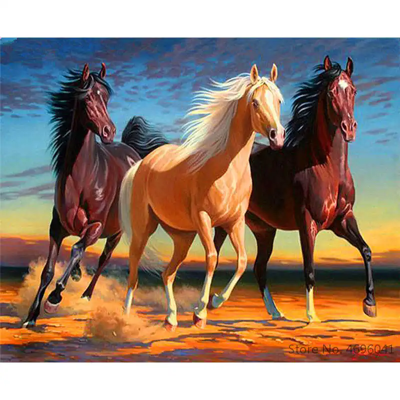 Painting By Numbers Frameworks Coloring Home Decor Pictures Animal Horses Decorations RSB8423 | Дом и сад