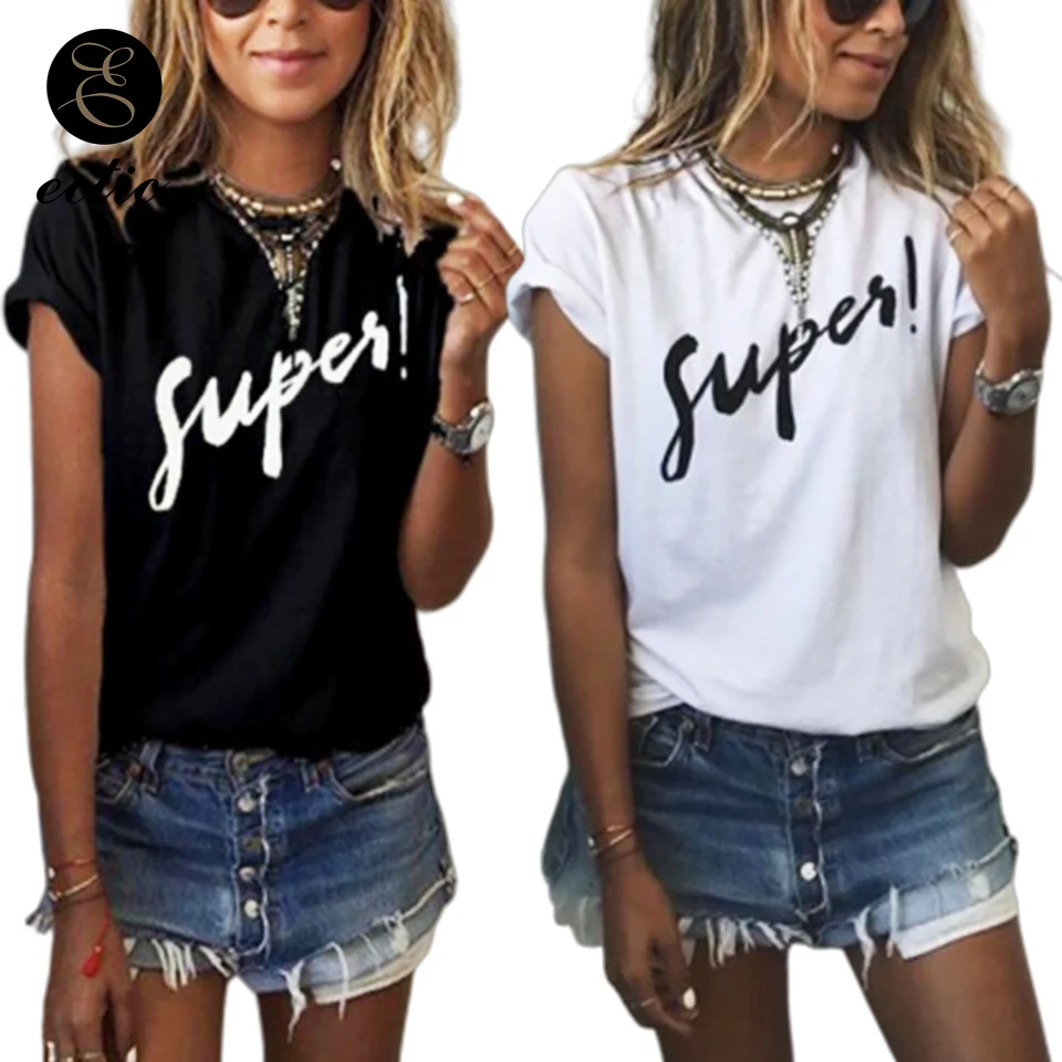 Харадзюку Буква Принт Текст Лозунг Модный Футболка Женщина Повседневный Уличный