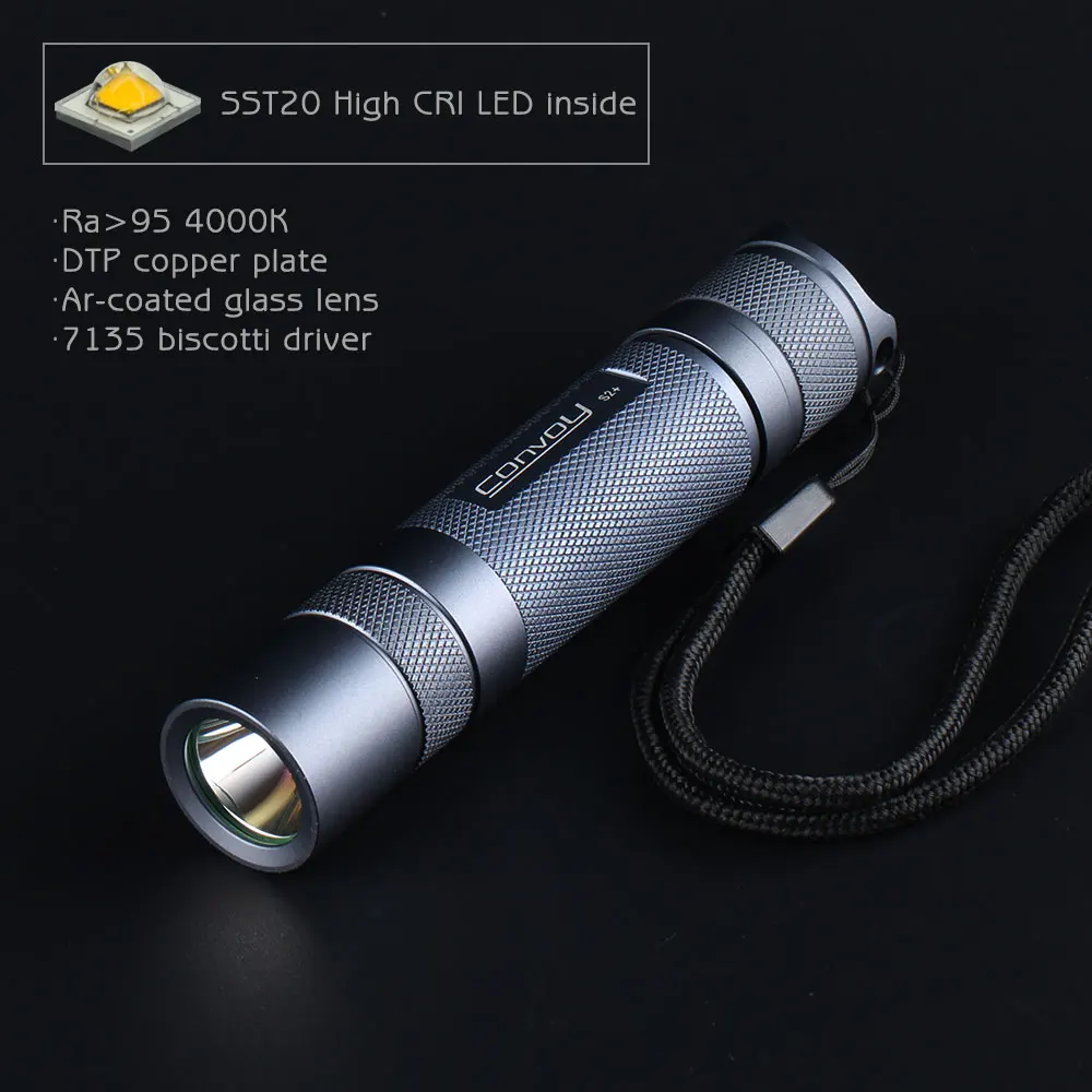 Фонарик Convoy S2 + с Luminus SST20 светодиодный фонарик 7135 Biscotti прошивка EDC фонарь 18650 для