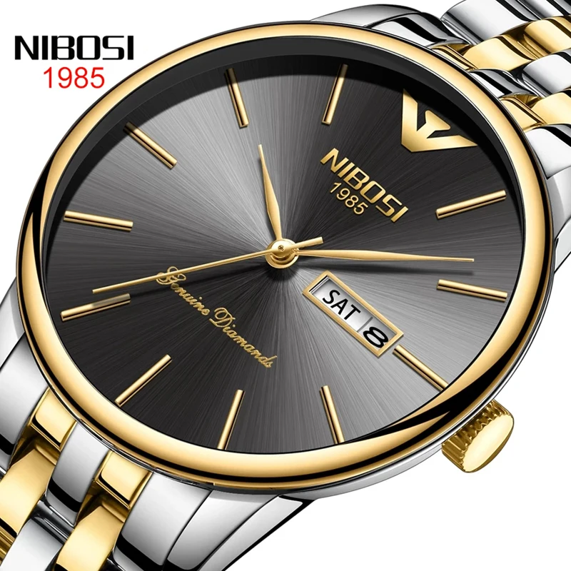 

NIBOSI Top Brand Luxury Quartz Stainless Steel Watch Mens Watches Wrist Watches Week Calendar Waterproof Clock Relogio Masculino
