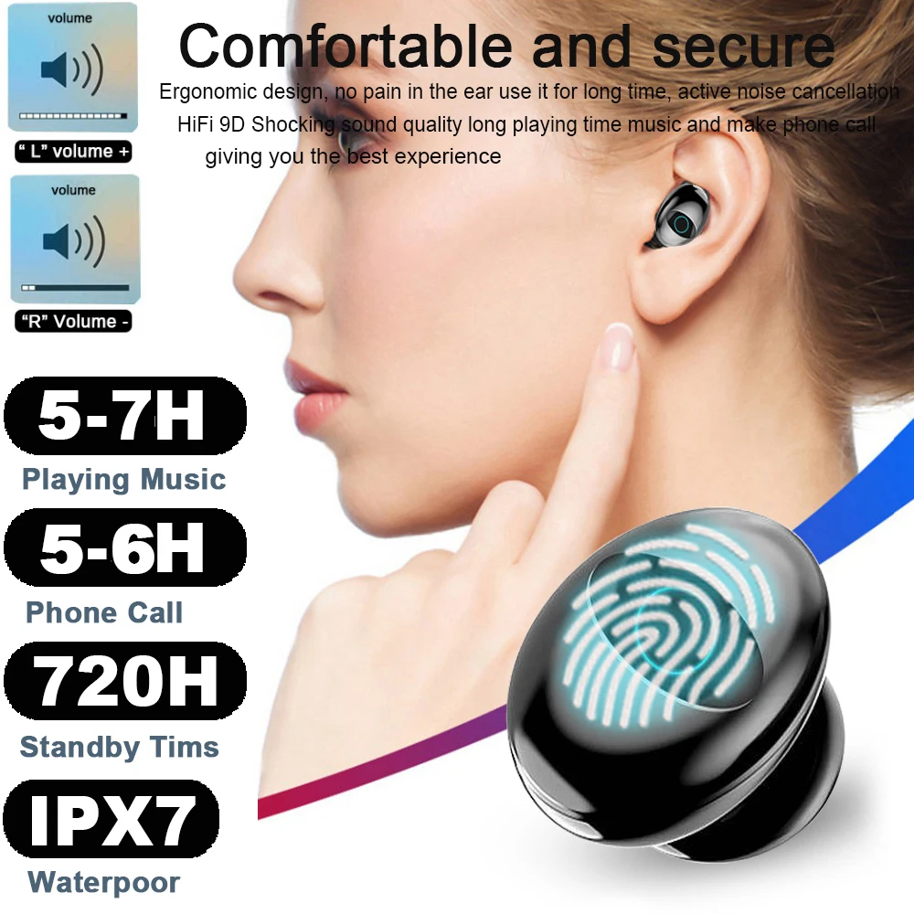 Q1 TWS Bluetooth наушники 5,0 многофункциональные Bluetooth наушники IPX7 водонепроницаемые в пределах 6000 мАч Внешний аккумулятор для iOS Android