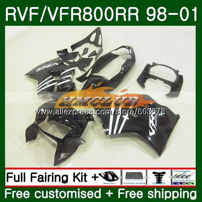 

Body For HONDA Interceptor VFR800R VFR800RR 1998 1999 2000 2001 87CL.57 Good Black VFR 800RR 800 RR VFR800 98 99 00 01 Fairing