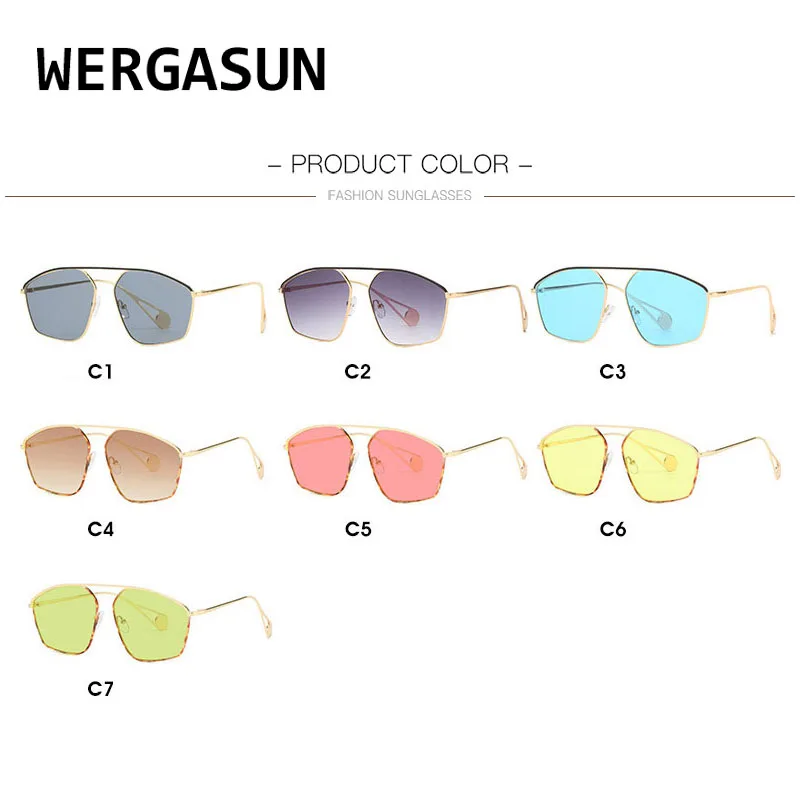 

WERGASUN Fashion Square Sunglasses Women Classic Vintage Eyeglasses Men Punk Retro Sun Glasses Luxury Brand Designer Lady UV400