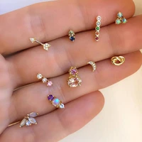 10pcssets crystal moon stud earrings for women bohemia geometric gold color earrings set female fashion jewelry