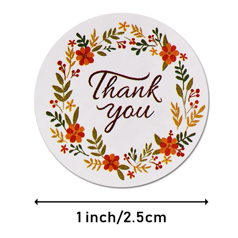 

Thank You Stickers seal labels 500pcs/roll round label for package personalized decoration stationery sticker Autumn Floral