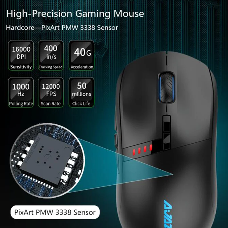 Беспроводная игровая мышка Ajazz i305Pro RGB беспроводная 2 4G Type c двойной режим 16000 DPI 8