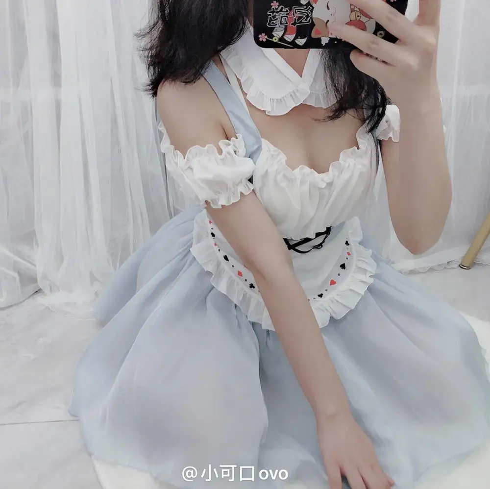 Милые мягкие девушки перспектива сексуальное платье горничной набор черный