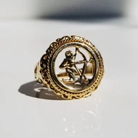creative vintage hollow design archer top quality gold colors male rings for men classic punk style hip hop gothic jewelry gift