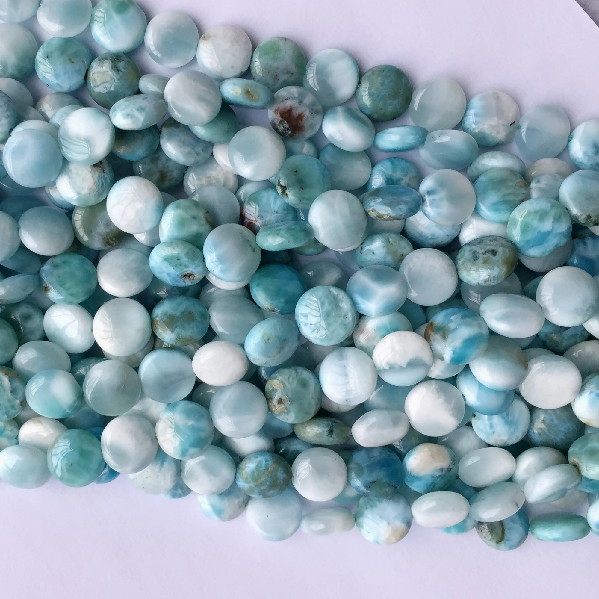 Высокое качество натуральный Синий Ларимар плоский диск монета ожерелье или