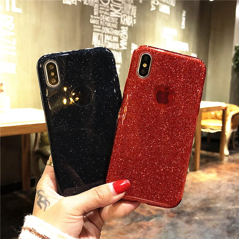 

Luxury Glitter Sparkly Phone Case For iPhone X XS Max XR 7 8 6 6S Plus Bling PC+TPU Silicone Shockproof Protective Case