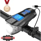 Водонепроницаемый велосипедный фонарь, передний свет с зарядкой через Usb, со спидометром и звуковым сигналом