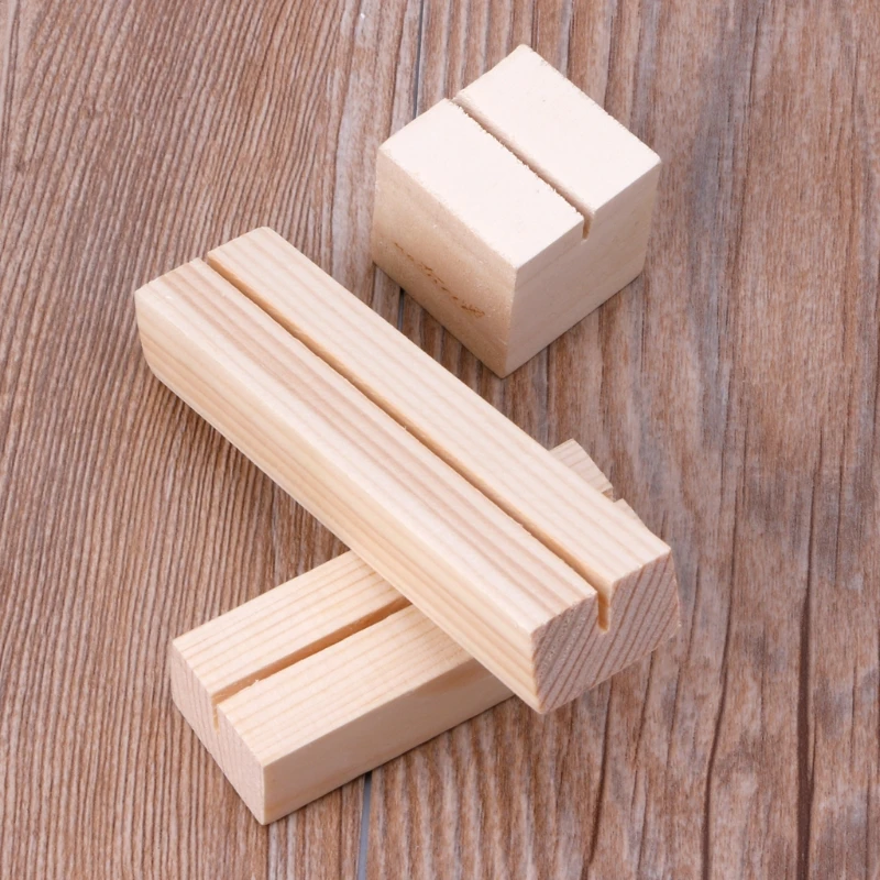 

Natural Wood Memo Clips Photo Holder Clamps Stand Card Desktop Message Crafts