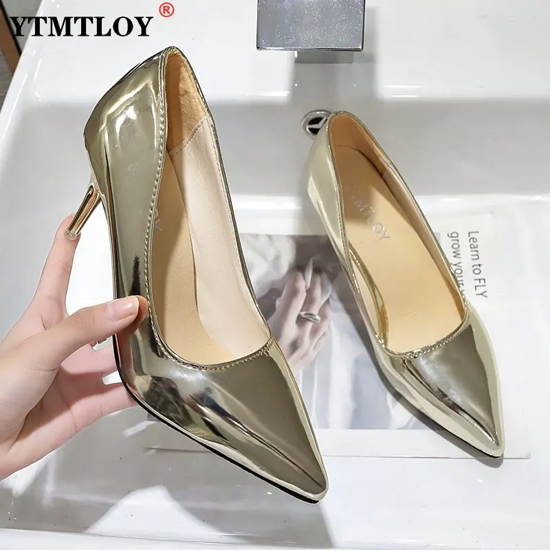 

Туфли-лодочки женские на высоком каблуке, заостренный носок, высокий тонкий каблук, пикантные свадебные туфли, официальная обувь, большие р...