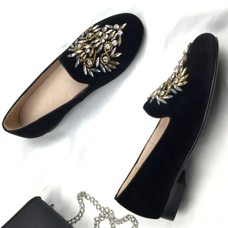 Удобные лоферы kmeioo с драгоценными камнями женские повседневные туфли на плоской