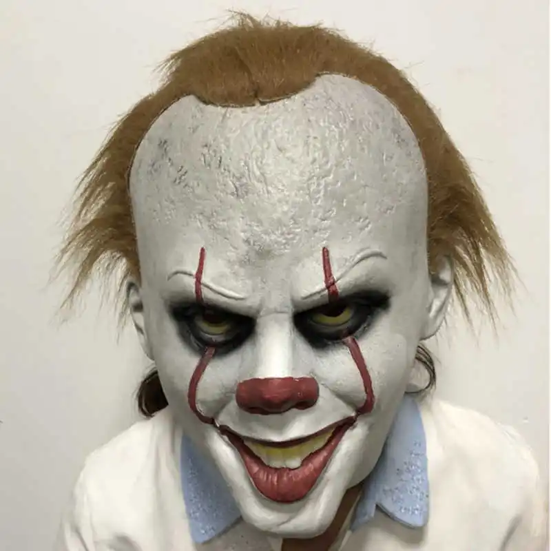 

New Latex Movie Stephen King's It Pennywise Clown Joker Costume Party Masks Full Head Hair BALL Halloween Cosplay Mask
