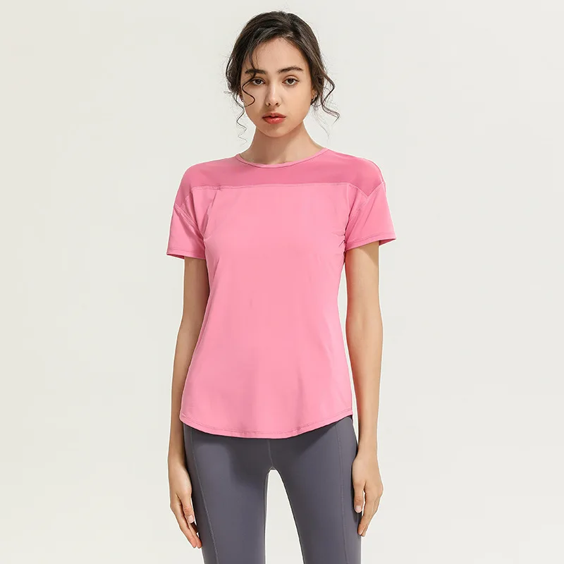 Летние женские дышащие топы для йоги свободные спортивные футболки с коротким