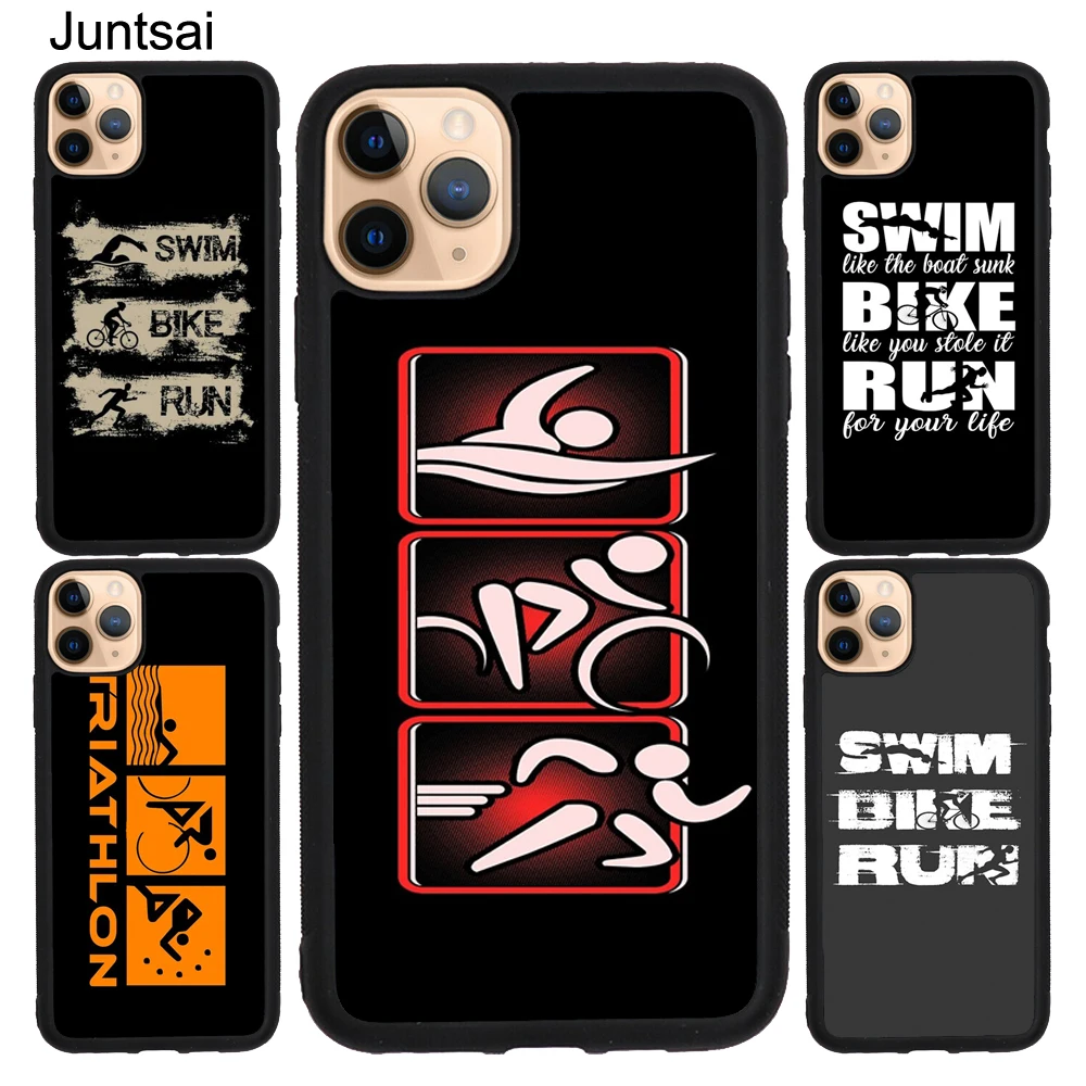 

Swim Bike Run Triathlon Soft TPU Case For iPhone 11 12 13 14 Pro Max mini Case For iPhone XR X XS Max SE2 7 8 Plus