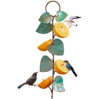 bird feeder for outdoors green leaf and orangesorange fruit bird feederoutdoor garden metal hanging drinking container