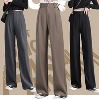 womens autumn new wide leg high waist slimming suit loose drape long straight pants office lady wear fashion business trousers