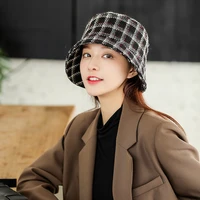 new 2021 autumn winter plaid bucket hat woimen fashion designer streetwear fisherman caps hats outdoor panama hat