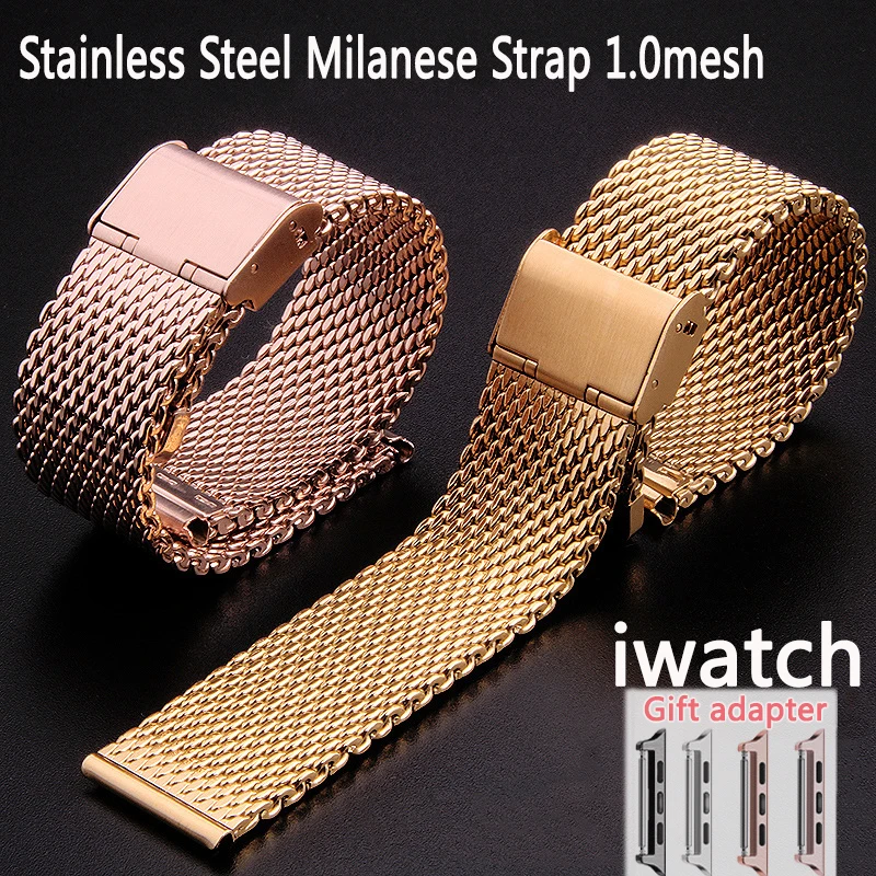 

For Apple Watch Strap Stainless Steel Milanese Strap 1.0Mesh Bracelet Iwatch Series 5 6 4 3 Band 38mm 42mm 40mm 44mm Watchband