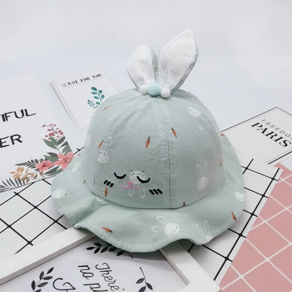 

Children Beach Sun Hats Cotton Soft Summer Hat Baby Boys Girls Summer Cartoon Rabbit Sun Protection Hat Sunscreen Cap